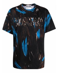 Мужская черная футболка с круглым вырезом с принтом от Moschino