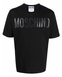 Мужская черная футболка с круглым вырезом с принтом от Moschino