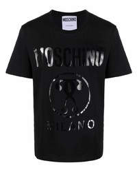 Мужская черная футболка с круглым вырезом с принтом от Moschino