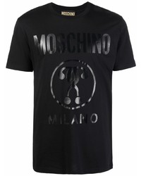 Мужская черная футболка с круглым вырезом с принтом от Moschino