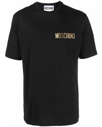 Мужская черная футболка с круглым вырезом с принтом от Moschino