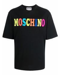 Мужская черная футболка с круглым вырезом с принтом от Moschino