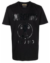 Мужская черная футболка с круглым вырезом с принтом от Moschino