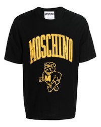 Мужская черная футболка с круглым вырезом с принтом от Moschino