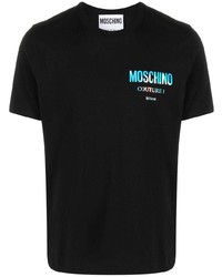 Мужская черная футболка с круглым вырезом с принтом от Moschino