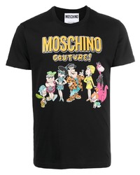 Мужская черная футболка с круглым вырезом с принтом от Moschino