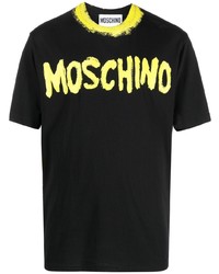 Мужская черная футболка с круглым вырезом с принтом от Moschino