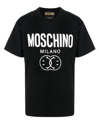 Мужская черная футболка с круглым вырезом с принтом от Moschino