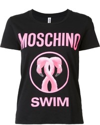 Женская черная футболка с круглым вырезом с принтом от Moschino