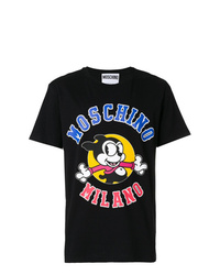 Мужская черная футболка с круглым вырезом с принтом от Moschino