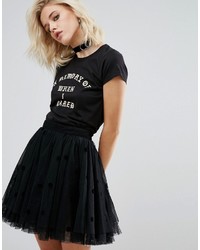 Женская черная футболка с круглым вырезом с принтом от Motel