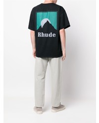 Мужская черная футболка с круглым вырезом с принтом от Rhude