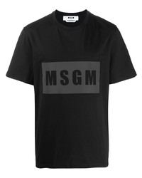 Мужская черная футболка с круглым вырезом с принтом от MSGM