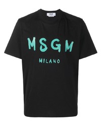 Мужская черная футболка с круглым вырезом с принтом от MSGM