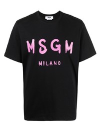 Мужская черная футболка с круглым вырезом с принтом от MSGM