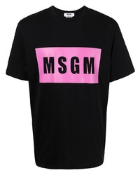 Мужская черная футболка с круглым вырезом с принтом от MSGM