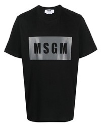 Мужская черная футболка с круглым вырезом с принтом от MSGM