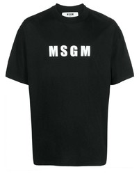 Мужская черная футболка с круглым вырезом с принтом от MSGM