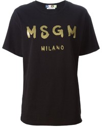 Женская черная футболка с круглым вырезом с принтом от MSGM