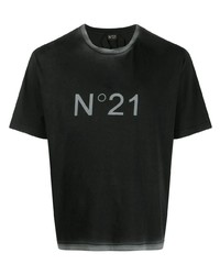 Мужская черная футболка с круглым вырезом с принтом от N°21