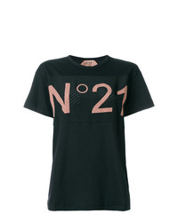 Женская черная футболка с круглым вырезом с принтом от N°21