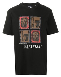 Мужская черная футболка с круглым вырезом с принтом от Napa By Martine Rose
