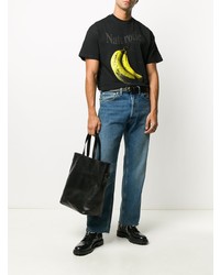 Мужская черная футболка с круглым вырезом с принтом от Christopher Kane