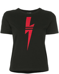 Женская черная футболка с круглым вырезом с принтом от Neil Barrett