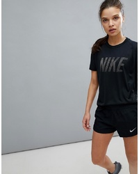 Женская черная футболка с круглым вырезом с принтом от Nike Running
