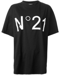 Женская черная футболка с круглым вырезом с принтом от No.21