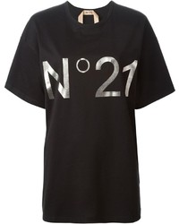 Женская черная футболка с круглым вырезом с принтом от No.21