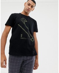 Мужская черная футболка с круглым вырезом с принтом от Nudie Jeans