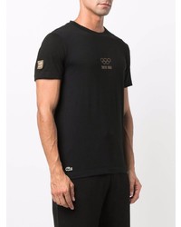 Мужская черная футболка с круглым вырезом с принтом от Lacoste