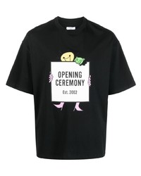 Мужская черная футболка с круглым вырезом с принтом от Opening Ceremony