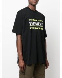 Мужская черная футболка с круглым вырезом с принтом от Vetements