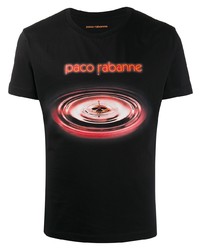 Мужская черная футболка с круглым вырезом с принтом от PACO RABANNE