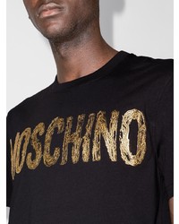 Мужская черная футболка с круглым вырезом с принтом от Moschino