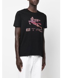 Мужская черная футболка с круглым вырезом с принтом от Etro