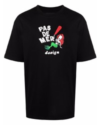 Мужская черная футболка с круглым вырезом с принтом от PAS DE ME