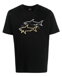 Мужская черная футболка с круглым вырезом с принтом от Paul & Shark