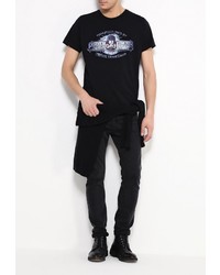 Мужская черная футболка с круглым вырезом с принтом от Pepe Jeans