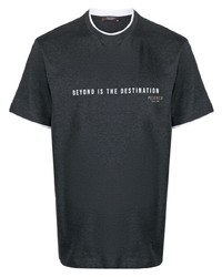 Мужская черная футболка с круглым вырезом с принтом от Peserico