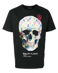 Мужская черная футболка с круглым вырезом с принтом от Philipp Plein