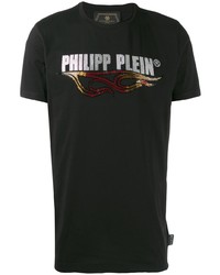 Мужская черная футболка с круглым вырезом с принтом от Philipp Plein