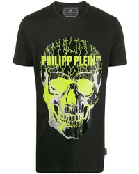 Мужская черная футболка с круглым вырезом с принтом от Philipp Plein