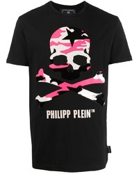 Мужская черная футболка с круглым вырезом с принтом от Philipp Plein