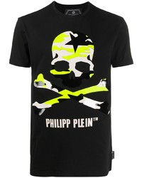 Мужская черная футболка с круглым вырезом с принтом от Philipp Plein