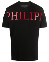 Мужская черная футболка с круглым вырезом с принтом от Philipp Plein