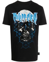 Мужская черная футболка с круглым вырезом с принтом от Philipp Plein