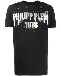 Мужская черная футболка с круглым вырезом с принтом от Philipp Plein